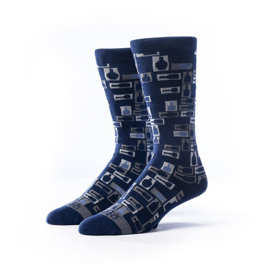 Retro Bourbon Socks - Navy + Gray