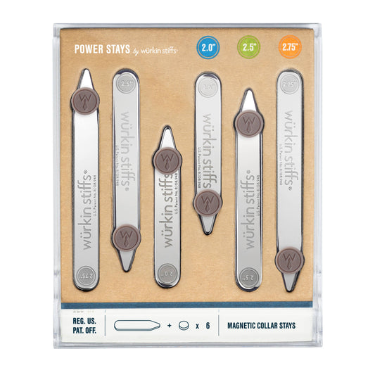 Assorted Size Power Stays Magnetic Collar Stays - 3 Pair