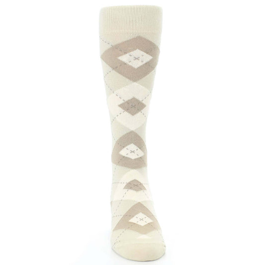 Champagne Argyle Wedding Groomsmen Men's Dress Socks