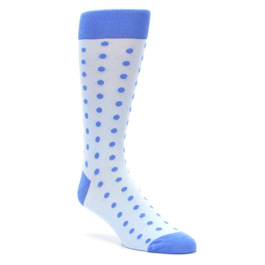 Ice Blue Cornflower Polka Dot Groomsmen Wedding Men’s Socks