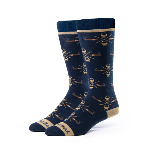 Cigar & Whiskey Socks - navy + tan