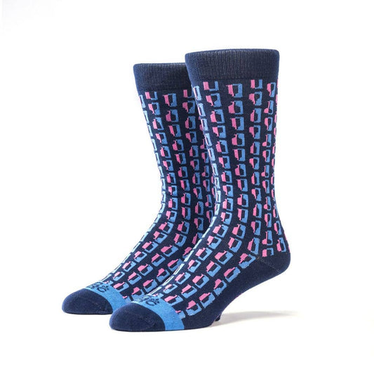 Bourbon Row Socks - Navy + Pink