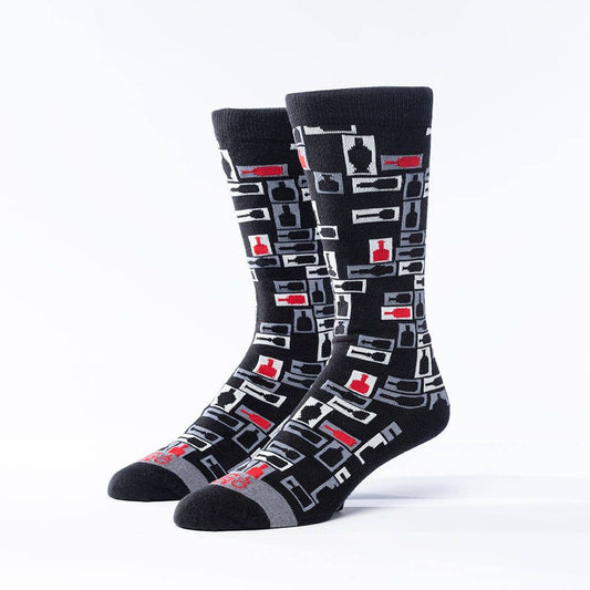 Retro Bourbon Socks - Black + Red