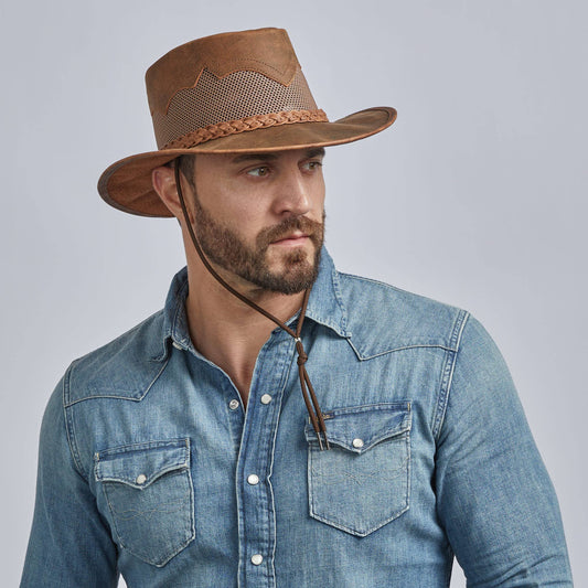 Outback Leather Mesh Sun Hat