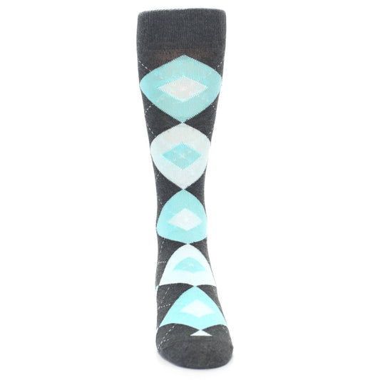 Pool Blue Gray Argyle Men’s Dress Socks