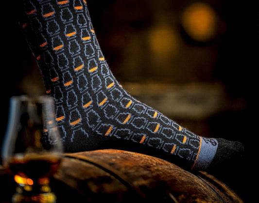 Whiskey Glasses Socks - Black + Copper