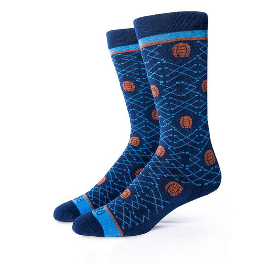 Barrel Pick Socks - Navy + Brown + Bright Blue