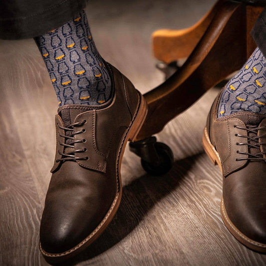 Whiskey Glasses Socks - Gray + Navy