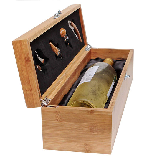 Bamboo Wine Gift Box Set & Accessories by Case Elegance