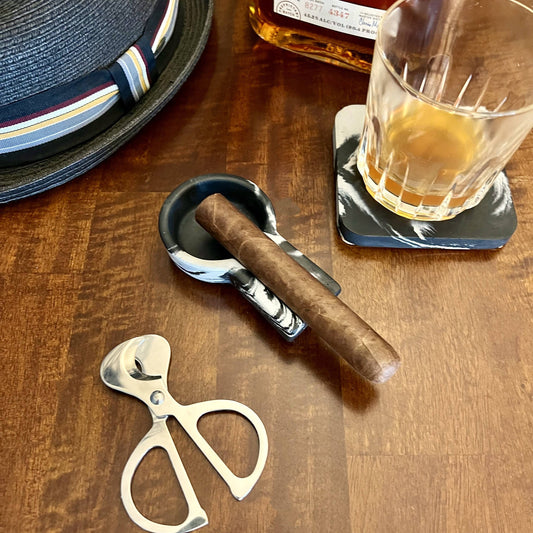 Black Marbled Concrete Small Cigar Ashtray