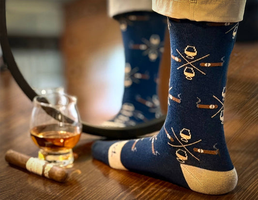 Cigar & Whiskey Socks - navy + tan