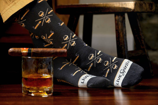 Cigar & Whiskey Socks - black + tan