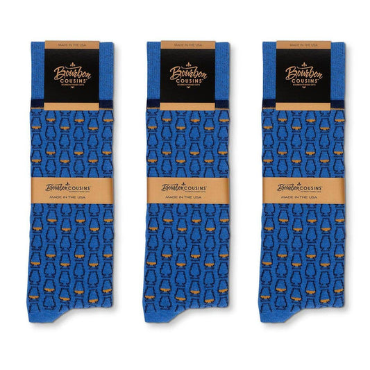 Glencairn Whiskey Glasses Socks - Sky Blue + Navy