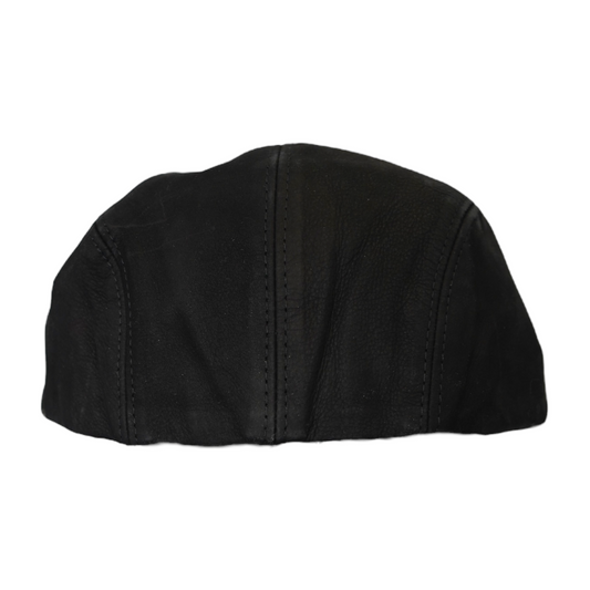 Italian Made Napa Leather Flat Cap Black