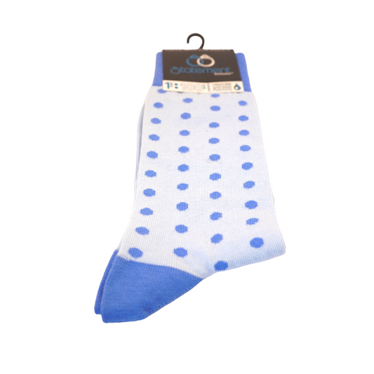 Ice Blue Cornflower Polka Dot Groomsmen Wedding Men’s Dress Socks