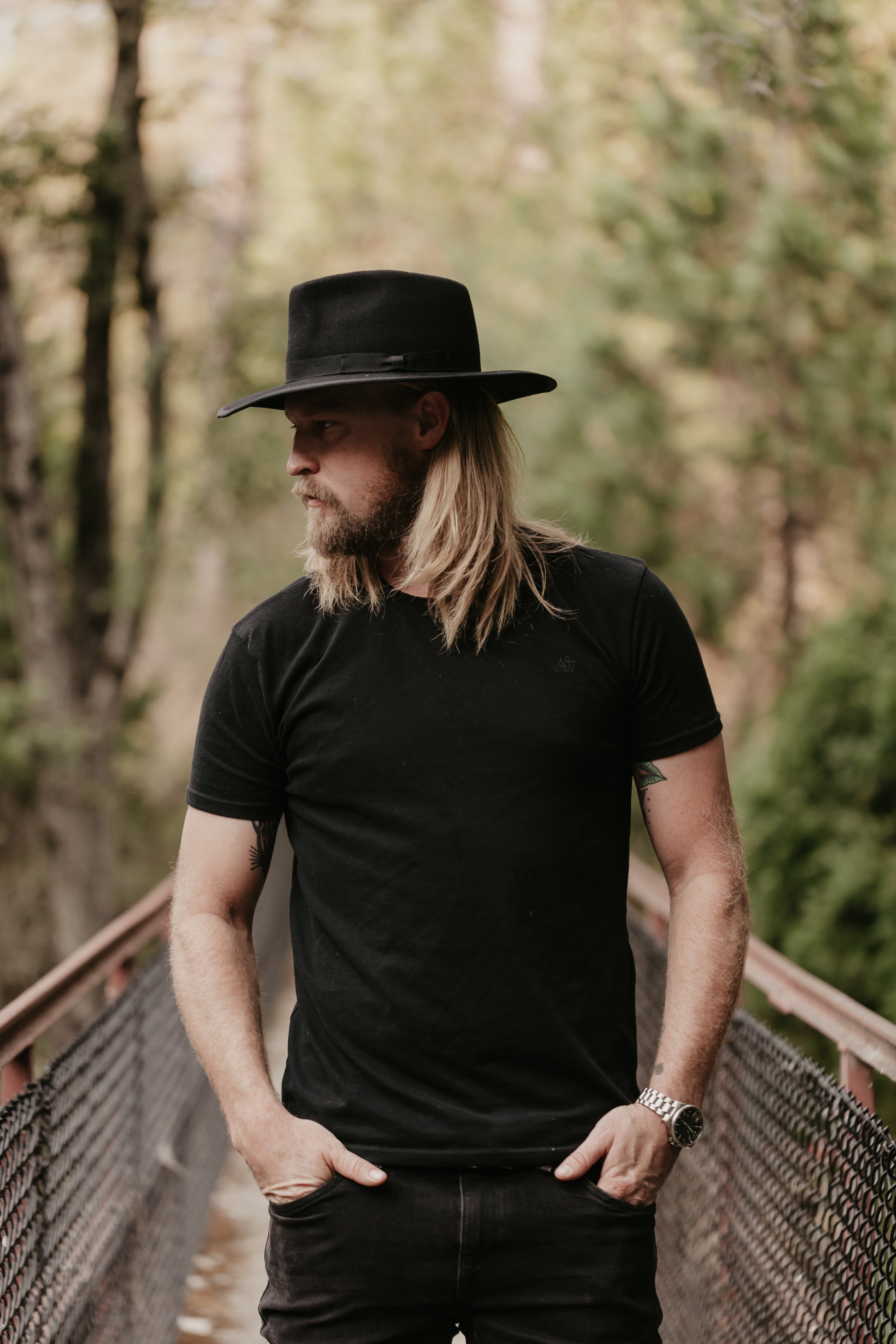 Mens Black Wide Brim Fedora Hat Bondi Felt Fedora – The Smokin