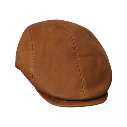 Italian Made Napa Leather Flat Cap Brown