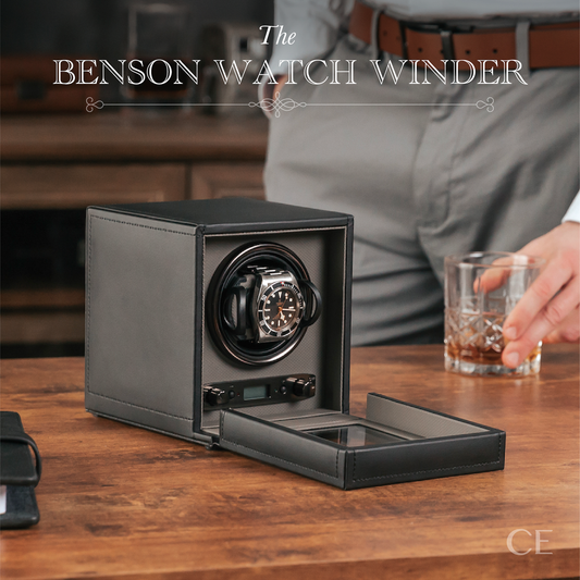 The Benson Single Watch Winder - Black by Case Elegance