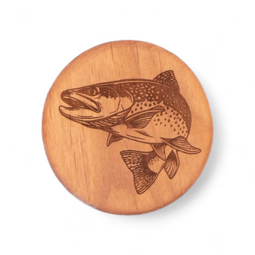 Handcrafted Fish  Wood and Stainless Steel Bottle Opener - Magnetic, 3" Diameter, Natural Wood Finish