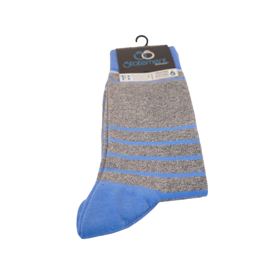 Gray Blue Heathered Stripe Men's Dress Socks