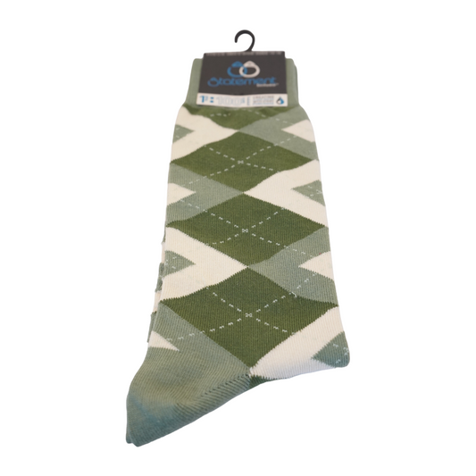 Olive Green Argyle Socks - Men's Dress Socks