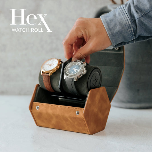 HEX Travel Watch Roll - 2 Slot by Case Elegance