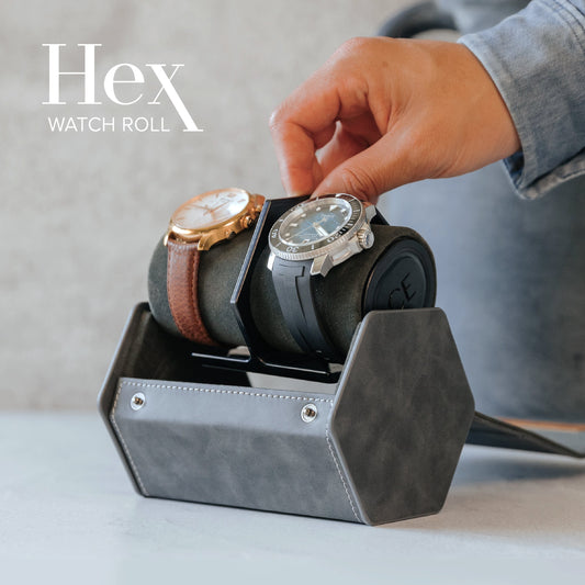 HEX Travel Watch Roll - 2 Slot by Case Elegance