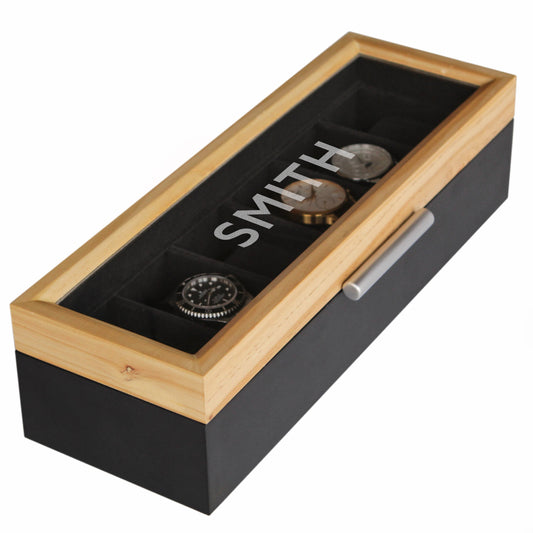 Pine Two-Toned Watch Box - 6 Slot by Case Elegance