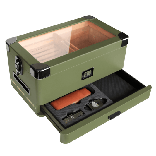 Military Glass Top Humidor by Case Elegance