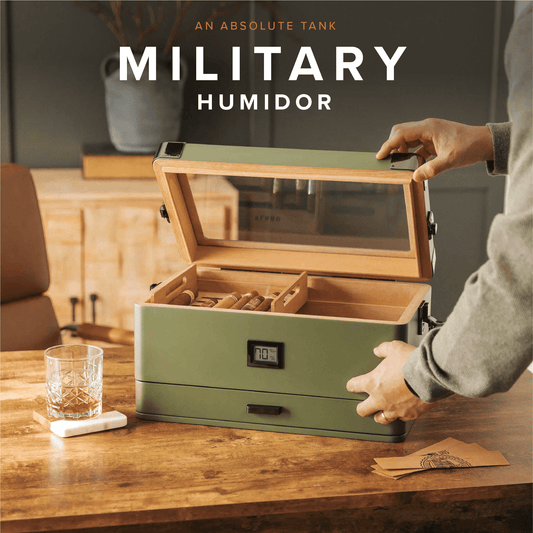 Military Glass Top Humidor by Case Elegance