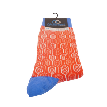 Persimmon Red Blue Feather Optics Men's Dress Socks