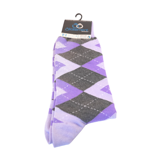 Lilac Iris Purple Gray Argyle Wedding Groomsmen Men’s Dress Socks