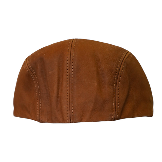 Italian Made Napa Leather Flat Cap Brown