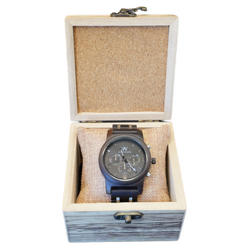 Chrono S Men's Watch - Black Sandalwood with Stainless Steel Dial, 45mm, Japanese Quartz, 1ATM Water Resistant