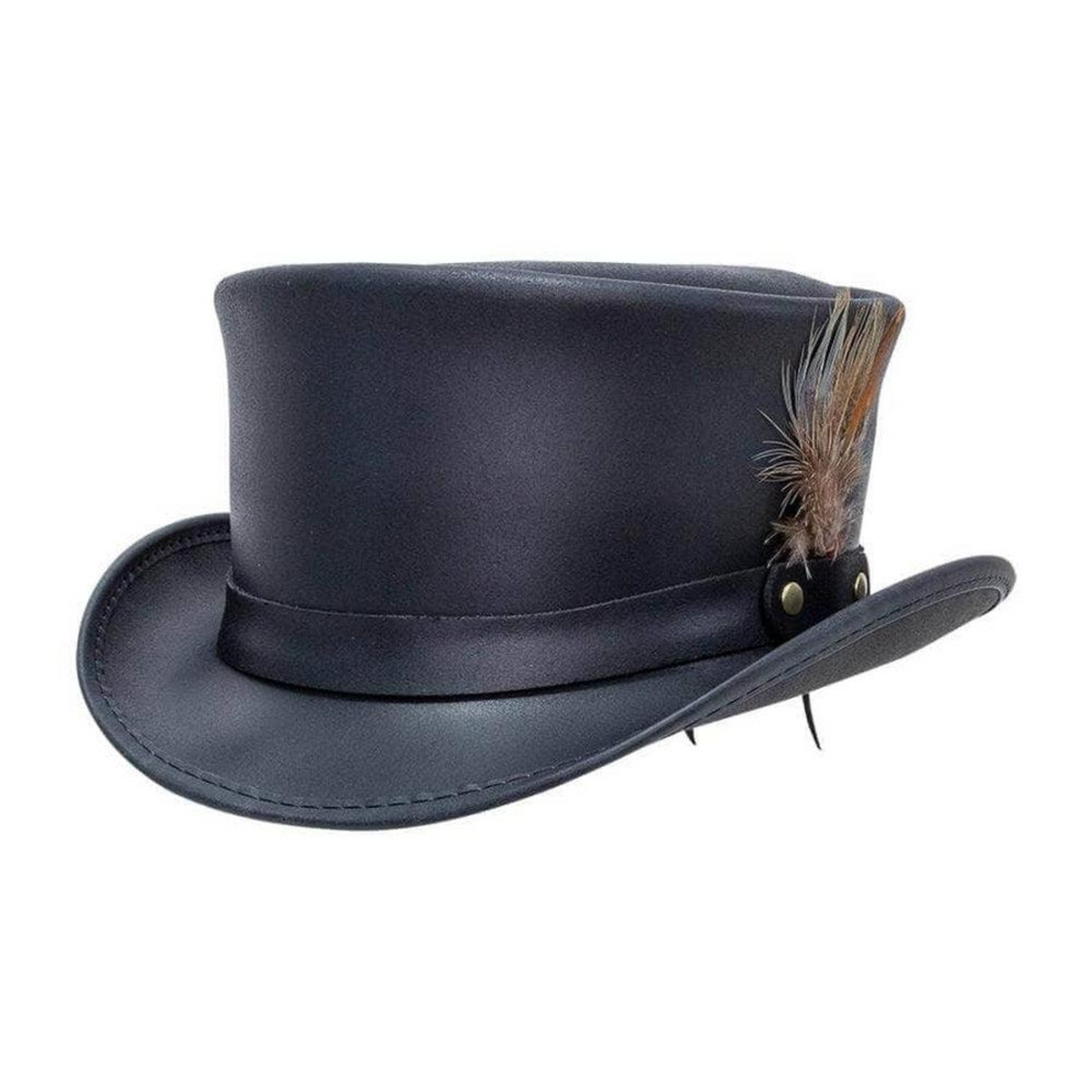 Steampunk Marlow Leather Top Hat with Garter Hatband Leather Top Hat  main image 3