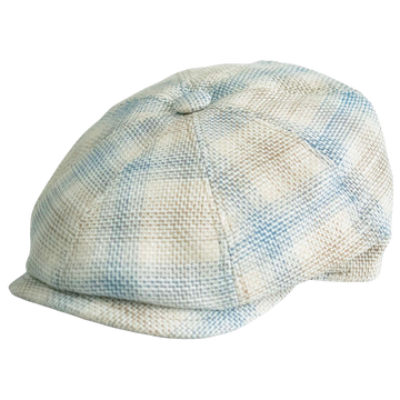 Venice Linen Gadsby 8 Panel Cap - Ivory Plaid
