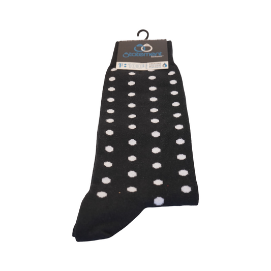 Black White Polka Dot Men’s Dress Socks