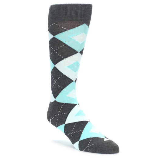 Pool Blue Gray Argyle Men’s Dress Socks