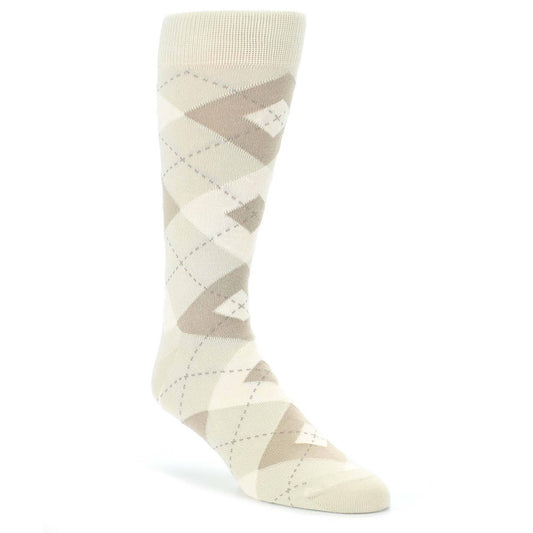 Champagne Argyle Wedding Groomsmen Men's Dress Socks