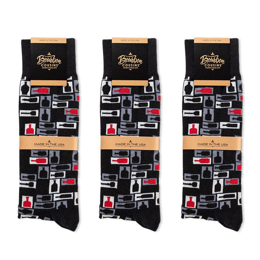 Retro Bourbon Socks - Black + Red