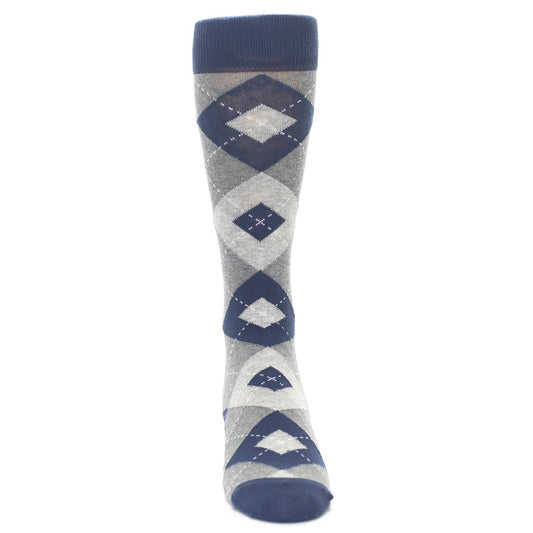 Navy Gray Argyle Men’s Dress Socks