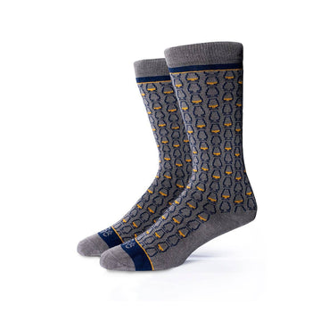 Whiskey Glasses Socks - Gray + Navy